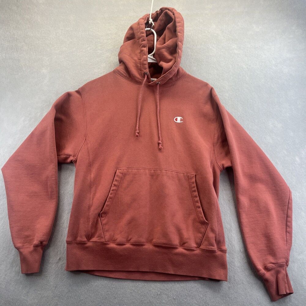Champion Rust Red Hooded Sweatshirt with Small Logo